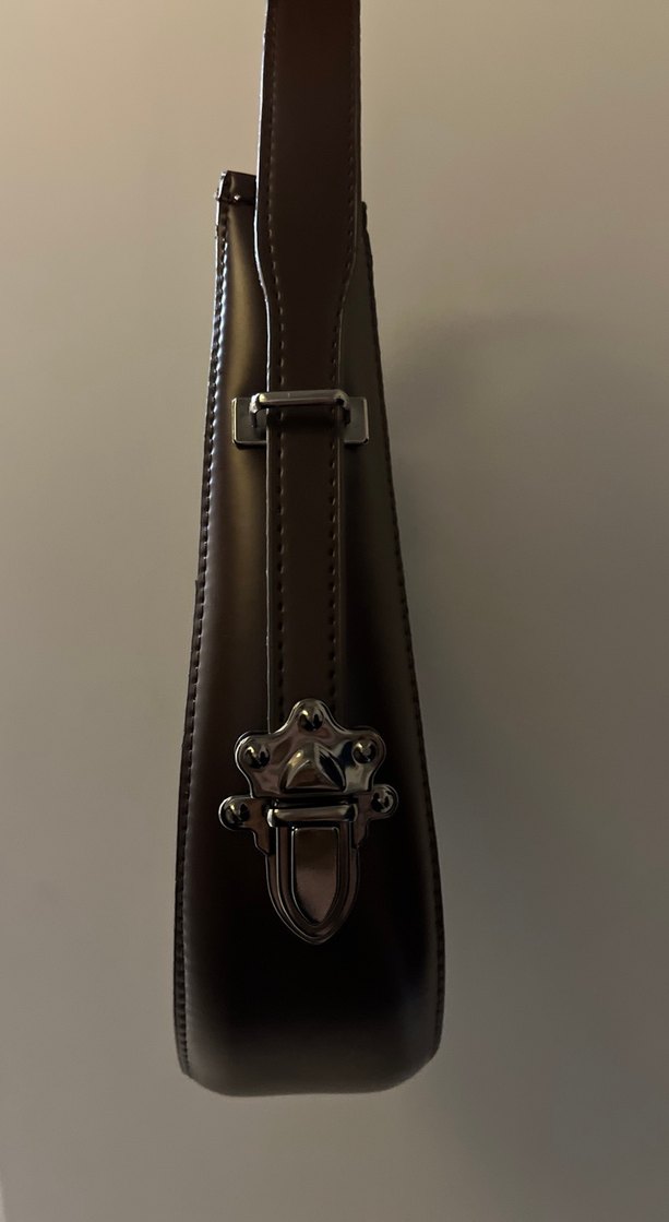 Kahverengi Deri Tokalı Kadın Çanta - Görsel 3