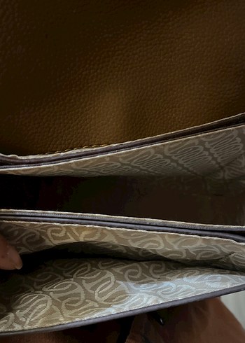 Kahverengi Deri zincir Desenli Kadın Çanta - Görsel 2