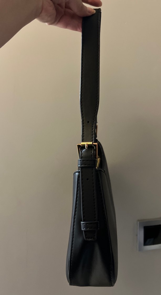 Siyah Deri Tokalı Kadın Omuz Çantası - Görsel 2