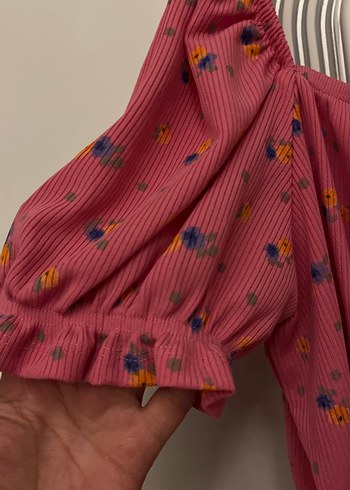 Pembe Renkli Mini Straplez Bluz - Görsel 2