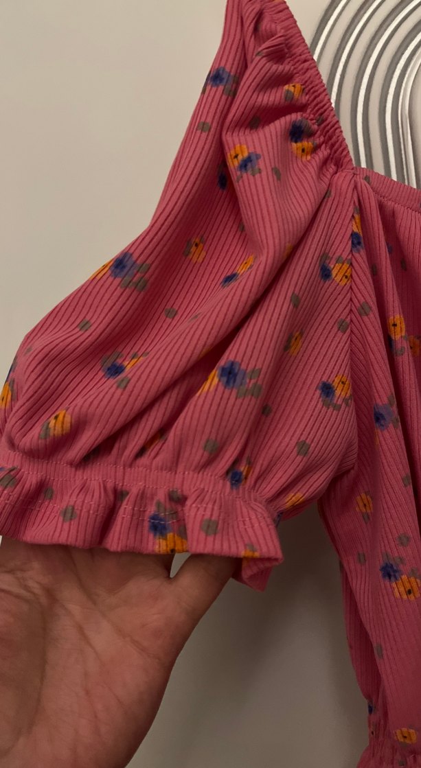 Pembe Renkli Mini Straplez Bluz - Görsel 2