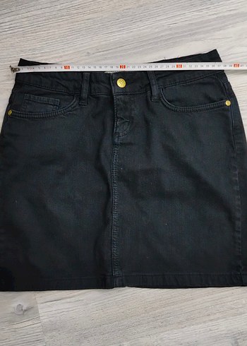 L beden Düğmeli Siyah Denim Mini Etek