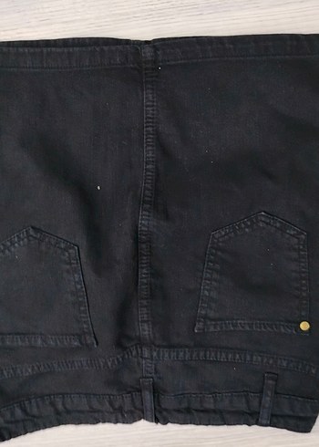 l Beden siyah Renk L beden Düğmeli Siyah Denim Mini Etek