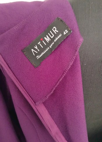 42 beden Uzun Mor İşlemeli Kadın Abiye - Görsel 7