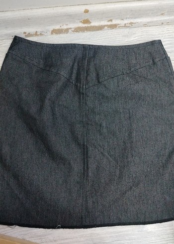 s Beden S beden Nakışlı Gri Denim Mini Etek