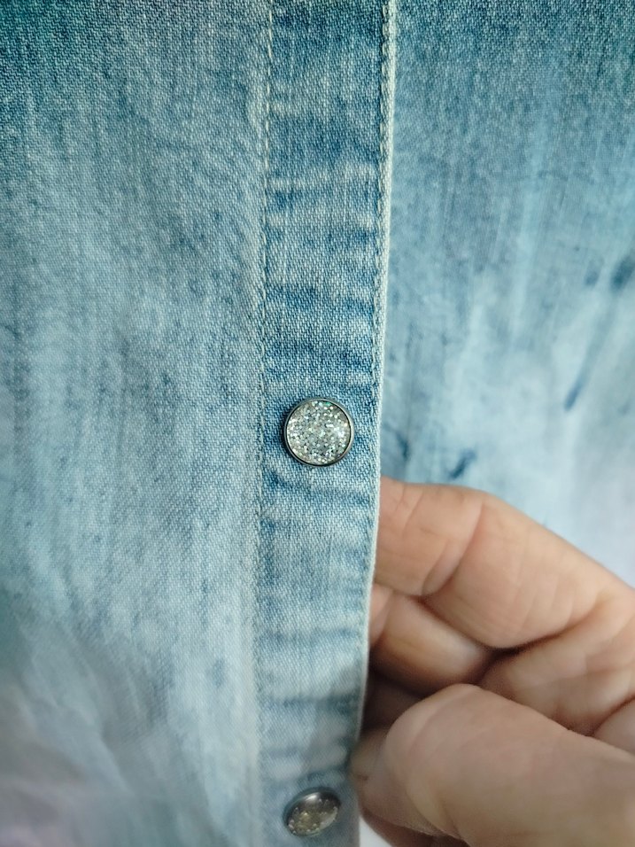 10/11 yas  Nakışlı Mavi Denim Gömlek - Görsel 4