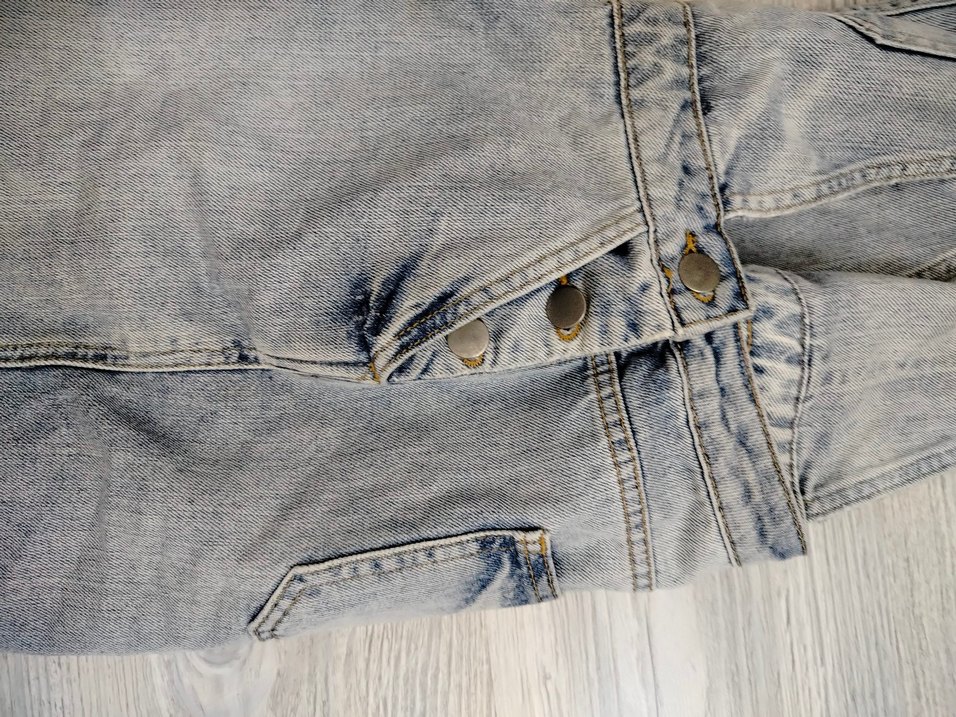 38,beden   Gri Kadın Denim Kısa Salopet - Görsel 4