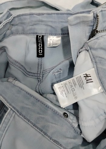 36, Kadın Gri Batik Desenli Denim Şort Salopet - Görsel 5