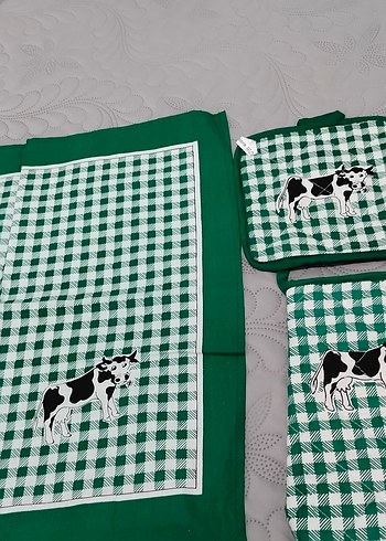 Yeşil Kareli Mutfak Önlüğü Seti - Görsel 2