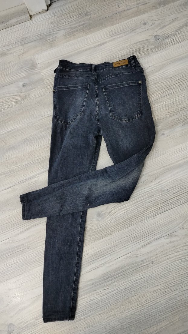 34 beden  Gri Midi Boy Kadın Kot Pantolon - Görsel 2