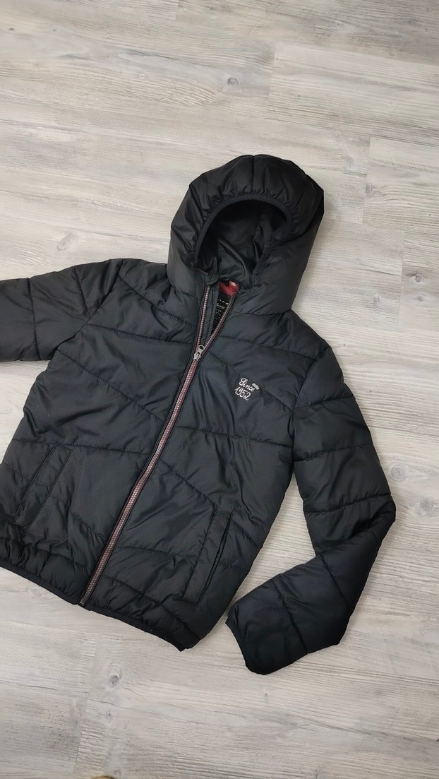 14 yaş  164   beden Erkek Siyah Kapüşonlu Fermuarlı Mont - Görsel 3