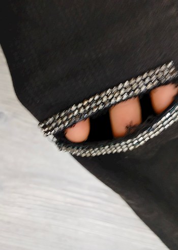 27 Beden 27 beden kot Siyah Kadın Denim Pantolon, Kemerli, Midi Boy