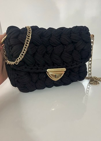 Siyah Örgü Kadın El Çantası - Görsel 2