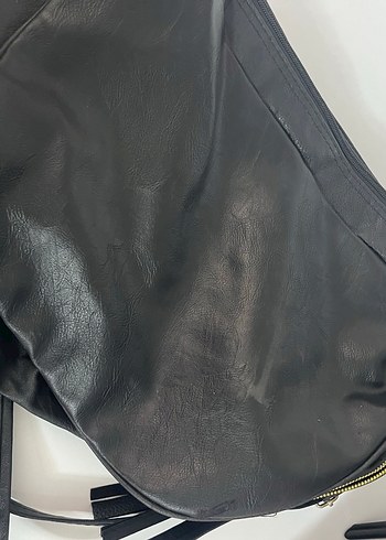 Siyah Deri Fermuarlı Minimalist Kadın Çanta - Görsel 2