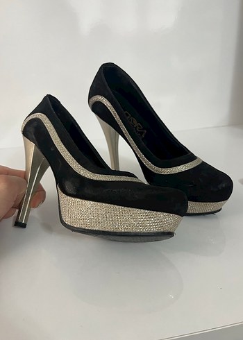 Klasik Siyah Yılan Desenli Platform Topuklu - Görsel 3