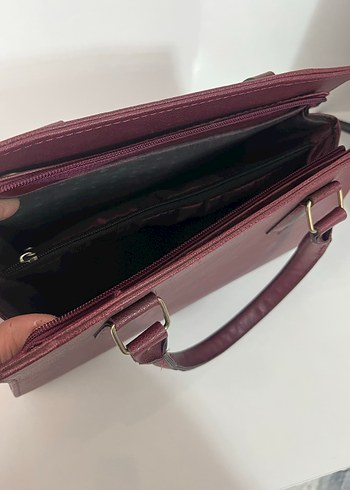 Bordo Deri İşlemeli Kadın Çanta - Görsel 3