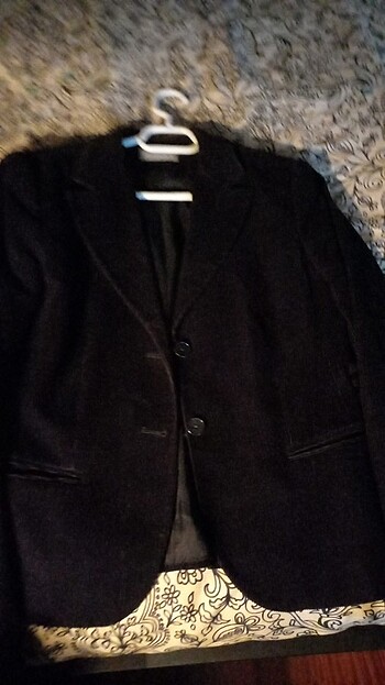 Fabrika siyah ince fitili kadife ceket - Görsel 3