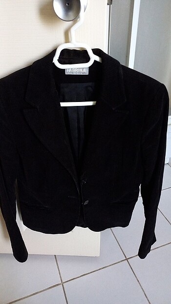 Fabrika siyah ince fitili kadife ceket - Görsel 6