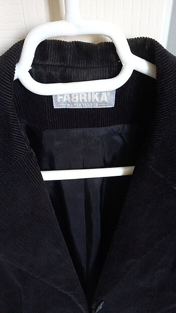 Fabrika siyah ince fitili kadife ceket - Görsel 7