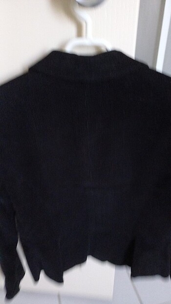 Fabrika siyah ince fitili kadife ceket - Görsel 9