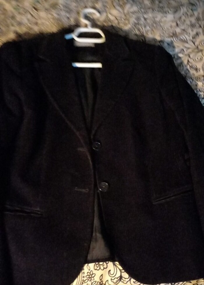 Fabrika siyah ince fitili kadife ceket - Görsel 3