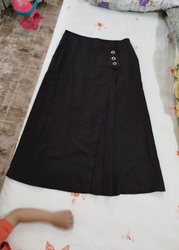 Düğmeli Kahverengi Hamile Midi Etek - Görsel 2