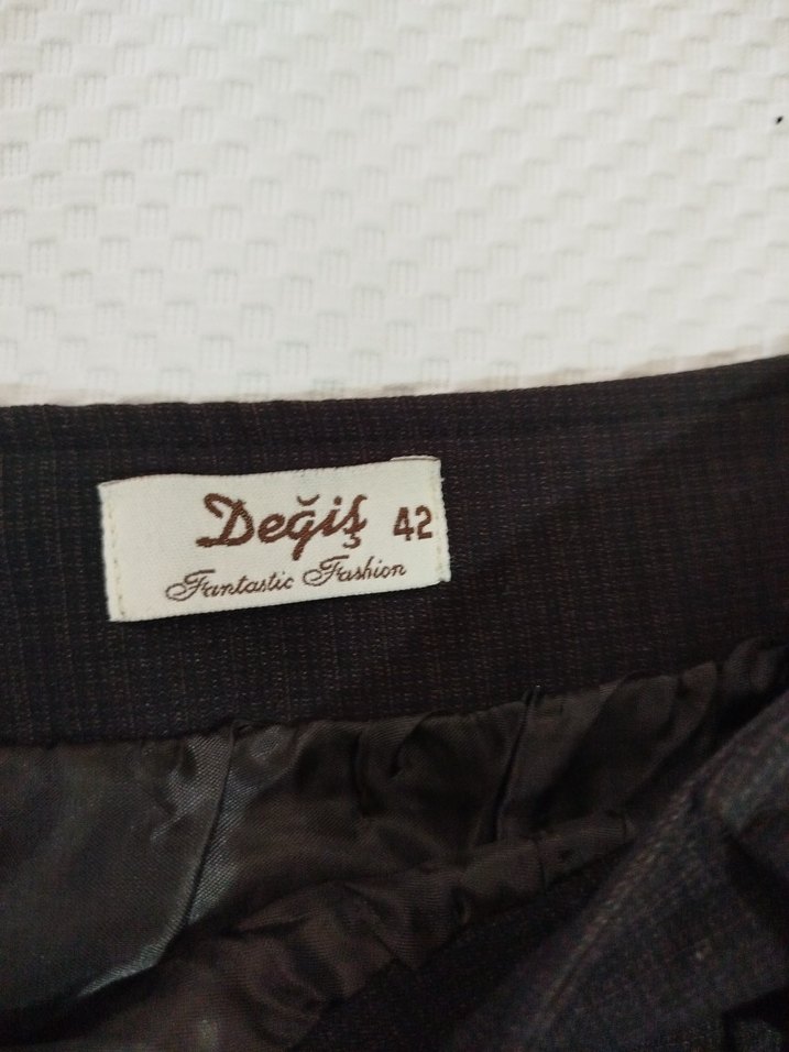 Düğmeli Kahverengi Hamile Midi Etek - Görsel 5