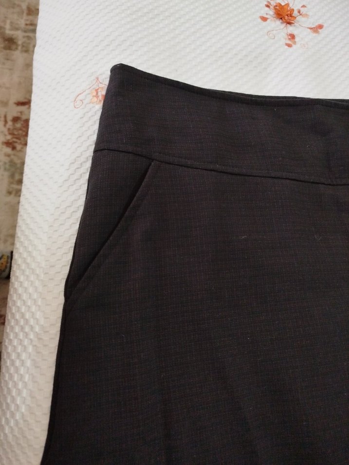 Düğmeli Kahverengi Hamile Midi Etek - Görsel 4