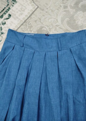 Mavi Pilili Uzun Keten Etek - Görsel 2