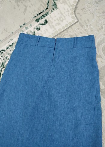 Mavi Pilili Uzun Keten Etek - Görsel 3