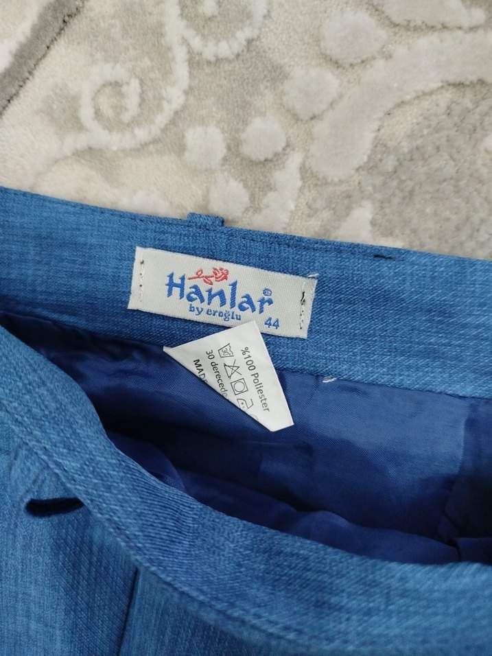 Mavi Pilili Uzun Keten Etek - Görsel 4