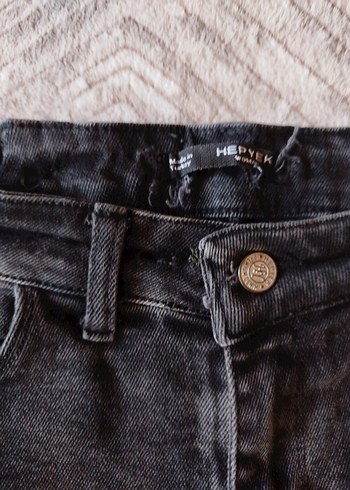 Gri Düğmeli Rahat Kesim Kadın Kot Pantolon - Görsel 2