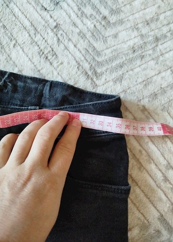 Gri Düğmeli Rahat Kesim Kadın Kot Pantolon - Görsel 7