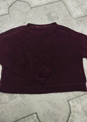 Bordo Kadın Triko Sweatshirt - Görsel 2