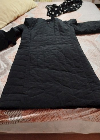 Düğmeli Siyah Uzun Kadın Mont - Görsel 3