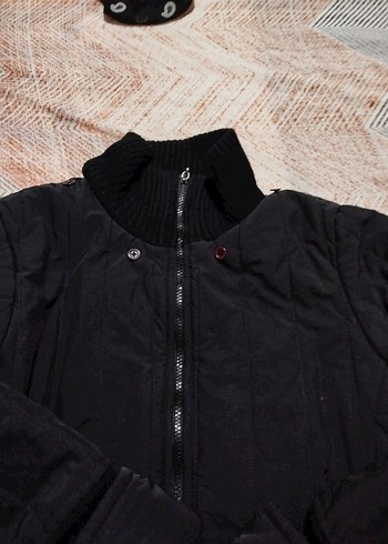 Düğmeli Siyah Uzun Kadın Mont - Görsel 5