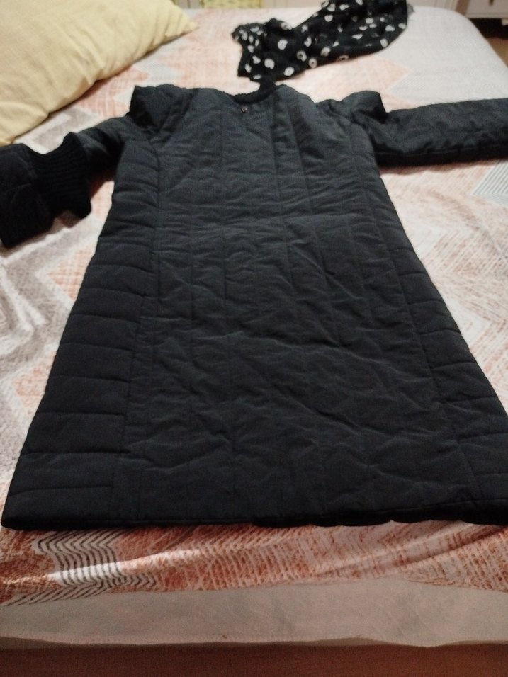 Düğmeli Siyah Uzun Kadın Mont - Görsel 3