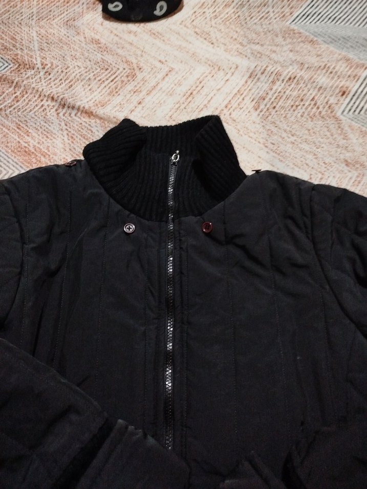 Düğmeli Siyah Uzun Kadın Mont - Görsel 5