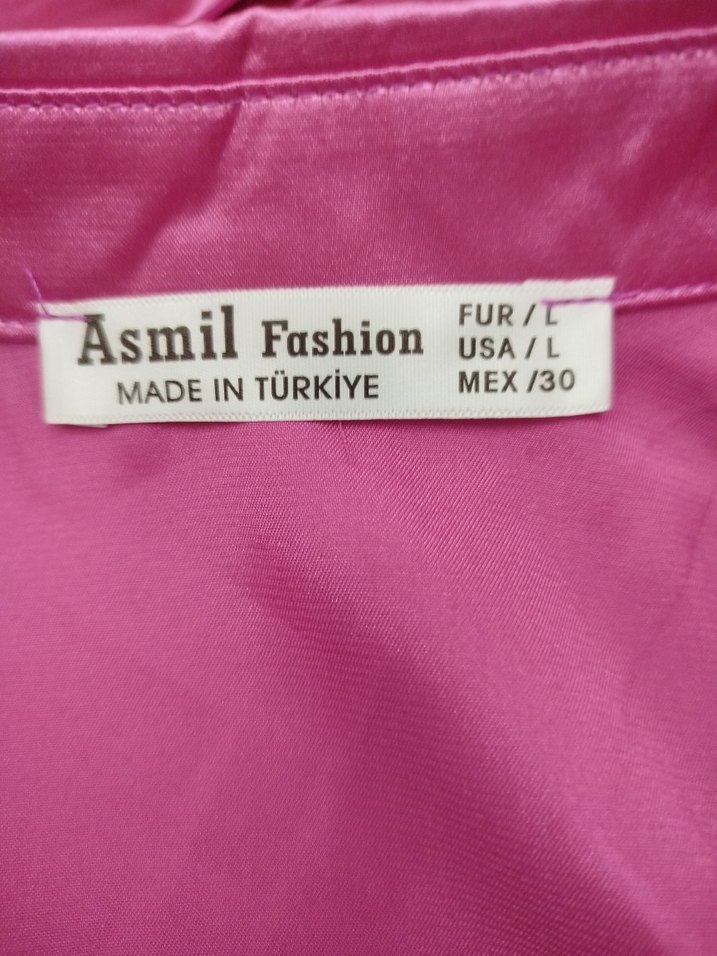 Düğmeli Pembe Saten Kadın Gömlek - Görsel 3