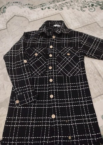 Düğmeli Siyah Ekose Kadın Gömlek - Görsel 2