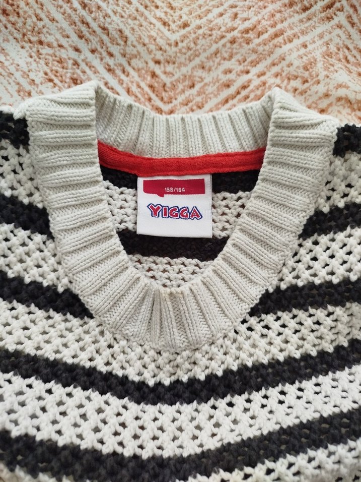 Gri Çizgili Triko Kadın Kazak - Görsel 3