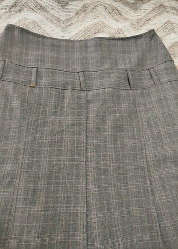 Gri Uzun Keten Piliseli Kadın Etek - Görsel 3