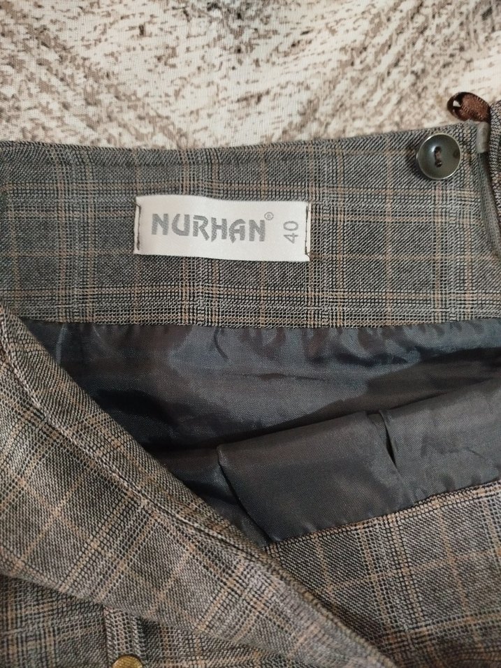 Gri Uzun Keten Piliseli Kadın Etek - Görsel 4