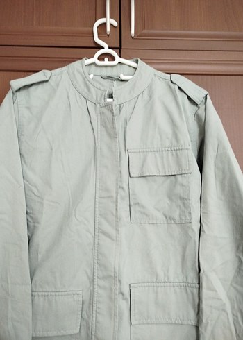 Düğmeli Bej Keten Kadın Ceket - Görsel 3