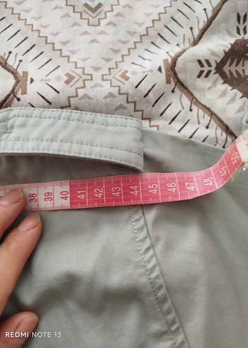 Düğmeli Bej Keten Kadın Ceket - Görsel 7