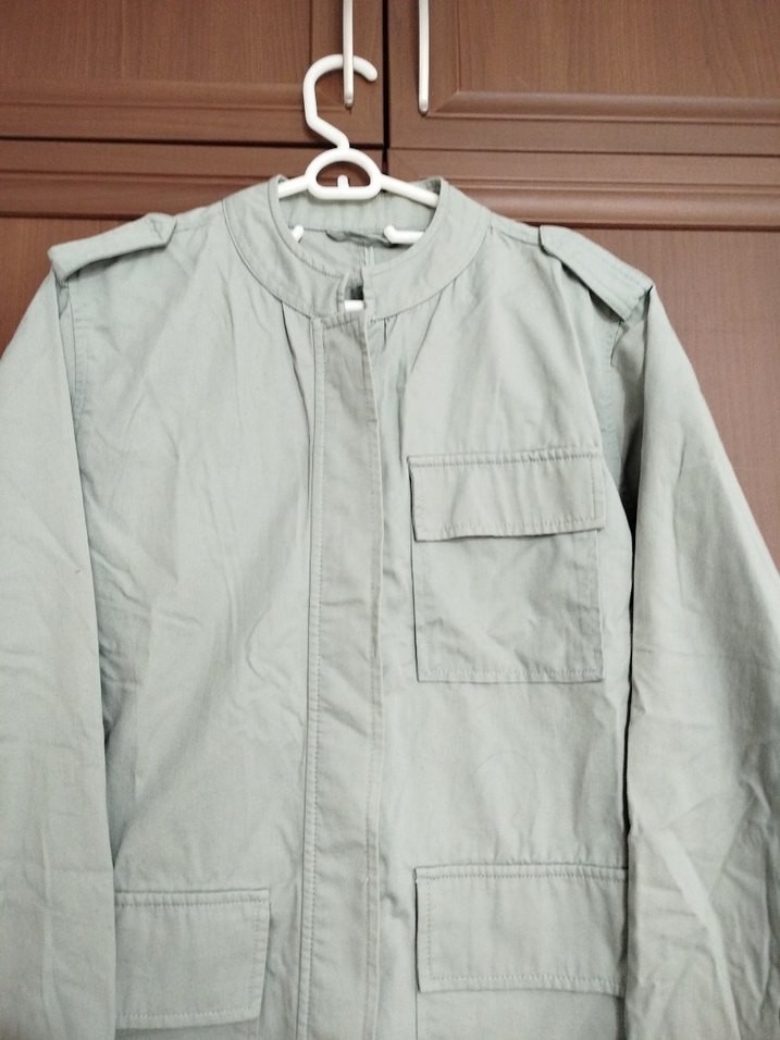 Düğmeli Bej Keten Kadın Ceket - Görsel 3