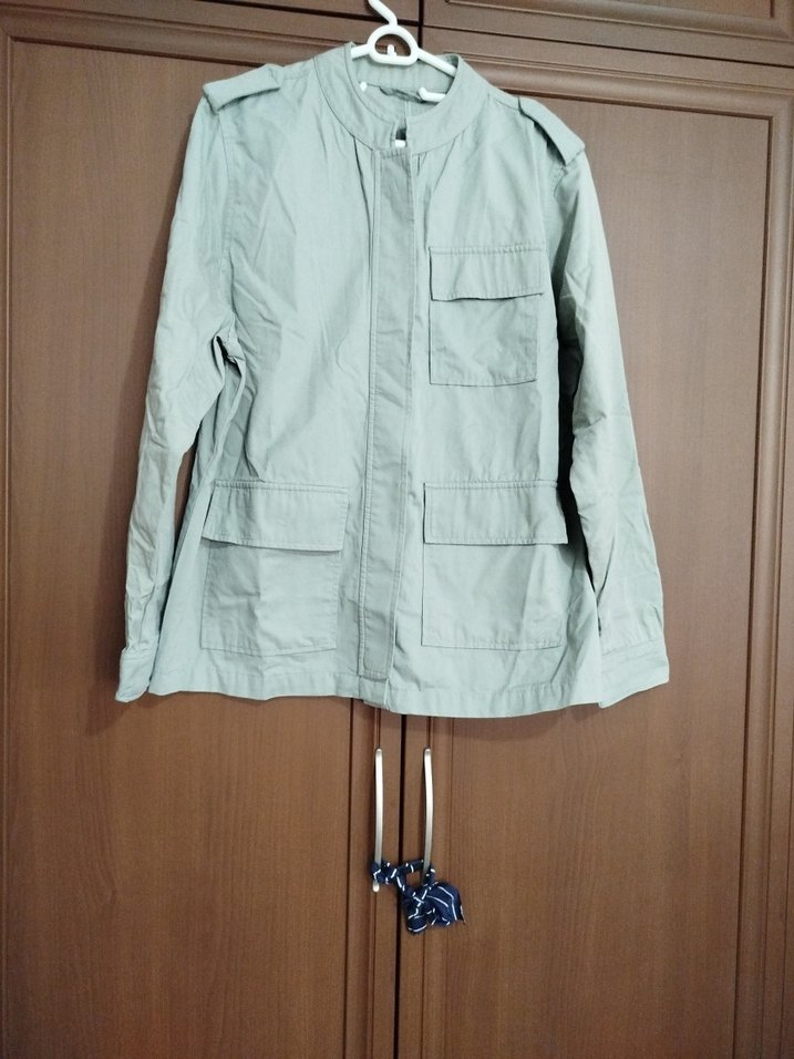 Düğmeli Bej Keten Kadın Ceket - Görsel 2