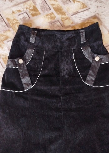 Siyah Süet Uzun Kadın Etek - Görsel 3