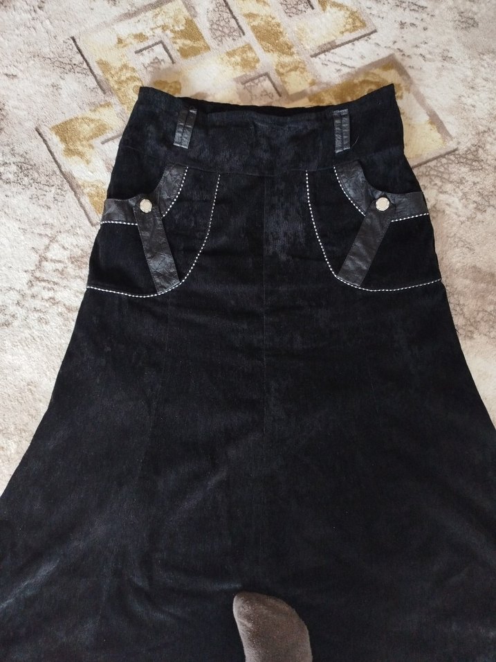 Siyah Süet Uzun Kadın Etek - Görsel 2