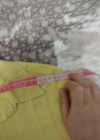 Sarı Kısa Kollu Keten Gömlek - Görsel 6